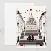 パリのロマンス - おしゃれなカップルのバレンタインデー シーズンカード (正面/裏面)