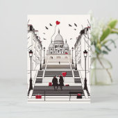 パリのロマンス - おしゃれなカップルのバレンタインデー シーズンカード (スタンド正面)