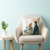 パリのロマンチックな水彩画のカップルが可愛すぎる クッション (椅子)