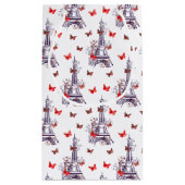 パリのロマンチックパープルエッフェルタワー蝶 スモールペーパーバッグ (裏面)