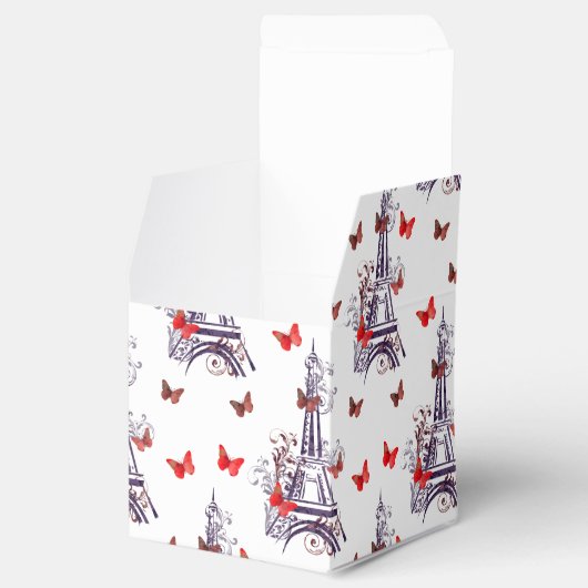 パリのロマンチックパープルエッフェルタワー蝶 フェイバーボックス (オープン)