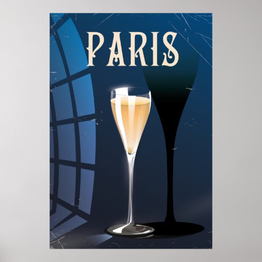 パリのワインを飲むビンテージスタイルの旅行ポスター ポスター (正面)