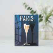 パリのワインを飲むビンテージスタイルの旅行ポスター ポストカード (スタンド正面)