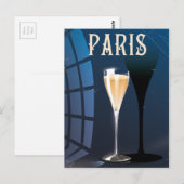 パリのワインを飲むビンテージスタイルの旅行ポスター ポストカード (正面/裏面)