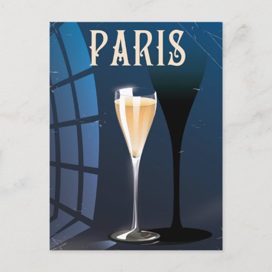 パリのワインを飲むビンテージスタイルの旅行ポスター ポストカード (正面)