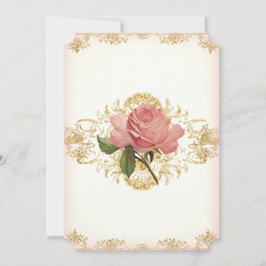 パリのヴィンテージのばら色の領主の邸宅のフォーマルな結婚式 招待状 (裏面)