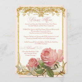 パリのヴィンテージのばら色の領主の邸宅の夕食メニュー メニュー