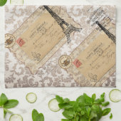 パリのヴィンテージのぼろぼろのシックなエッフェル塔 キッチンタオル (折り畳み)