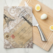 パリのヴィンテージのぼろぼろのシックなエッフェル塔 キッチンタオル (四つ折り)