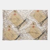 パリのヴィンテージのぼろぼろのシックなエッフェル塔 キッチンタオル (横)