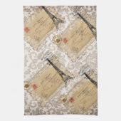 パリのヴィンテージのぼろぼろのシックなエッフェル塔 キッチンタオル (縦)