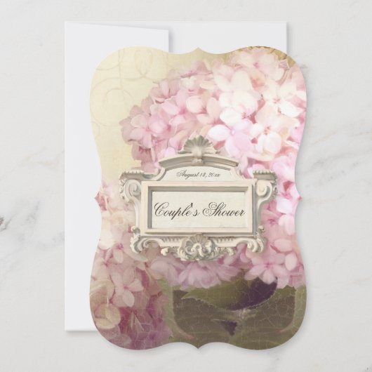 パリのヴィンテージのアジサイ領域のカップルのシャワー 招待状 (裏面)