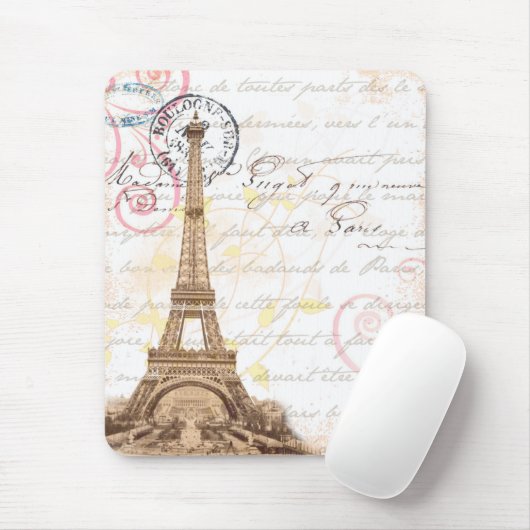パリのヴィンテージのフランスのな執筆ピンクのマウスパッド マウスパッド (マウス)