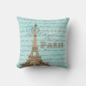 パリのヴィンテージのフランスのな執筆水の枕 クッション (正面)
