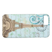 パリのヴィンテージのフランスのな執筆水のiPhone 7の場合 Case-Mate iPhoneケース (裏面(横))