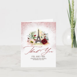パリのヴィンテージの結婚は感謝していしています サンキューカード