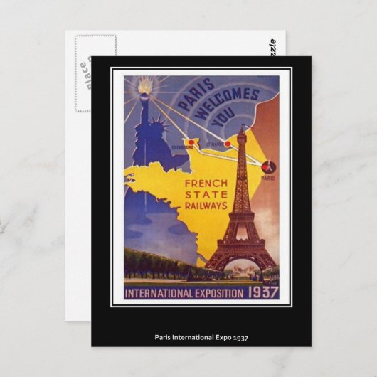 パリのヴィンテージの郵便はがき ポストカード (正面/裏面)