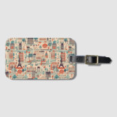 パリのヴィンテージデザイン – ベージュ、赤、緑 ラゲッジタグ (正面横)