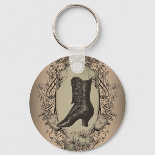 パリのヴィンテージビクトリアンシューレトロファッショニスタ キーホルダー (正面)