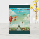 パリのヴィンテージ旅行アートワークに風船のようにふくらむこと カード (黄色い花)