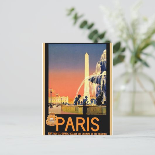 パリのヴィンテージ旅行ポスター ポストカード (スタンド正面)