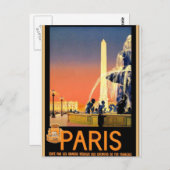パリのヴィンテージ旅行ポスター ポストカード (正面/裏面)