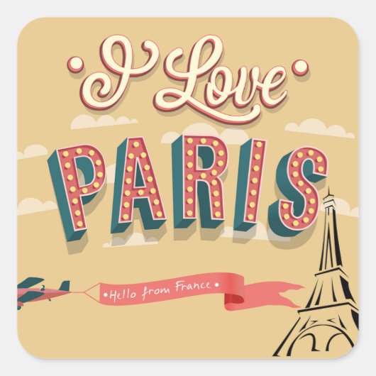 パリのヴィンテージ旅行 スクエアシール (正面)