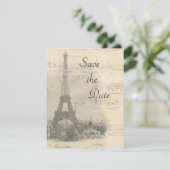 パリのヴィンテージ音楽結婚式の保存日付カード セーブザデート (スタンド正面)