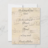 パリのヴィンテージ音楽結婚式の保存日付カード セーブザデート (裏面)