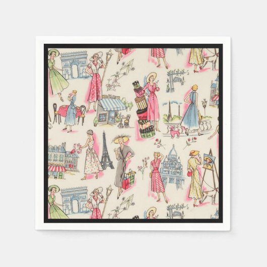 パリの一日 スタンダードカクテルナプキン (正面)