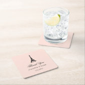 パリの優雅の赤面のピンクの結婚式は感謝していしています スクエアペーパーコースター (インサイチュ)