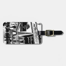 パリの写真のイラストレーションのクールなコラージュ ラゲッジタグ