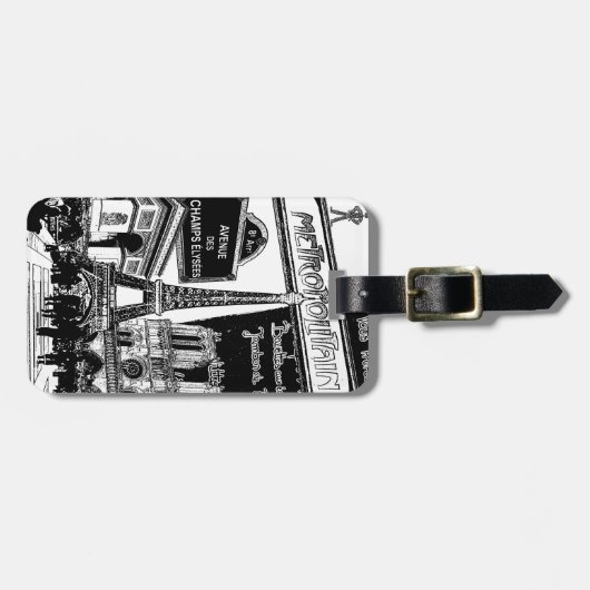 パリの写真のイラストレーションのクールなコラージュ ラゲッジタグ (正面横)