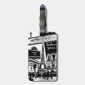 パリの写真のイラストレーションのクールなコラージュ ラゲッジタグ (裏面縦)