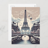 パリの冬のエレガンス – クリスマスインザシティ シーズンポストカード (正面/裏面)