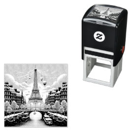 パリの冬のエレガンス - 都市のクリスマス セルフインキングスタンプ