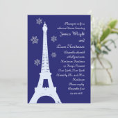パリの冬のリハーサルディナー招待状（インディゴ） 招待状 (スタンド正面)