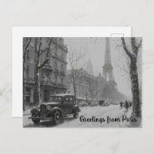 パリの冬の抱擁 ポストカード (正面/裏面)