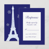パリの冬の招待状(インディゴ) 出欠カード (正面/裏面)