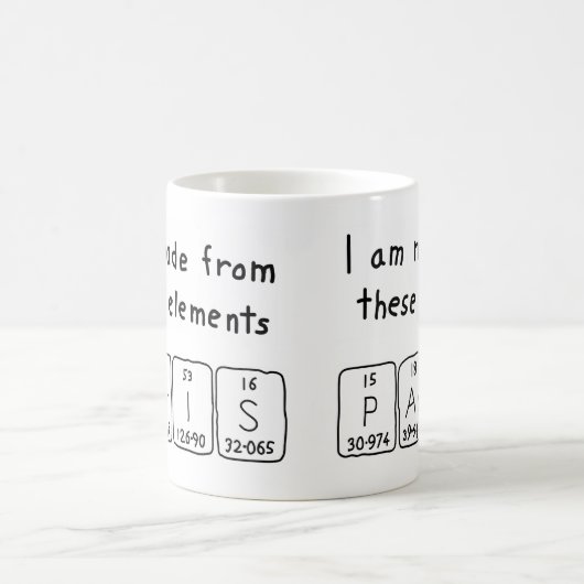 パリの周期表の名前のマグ コーヒーマグカップ (中央)