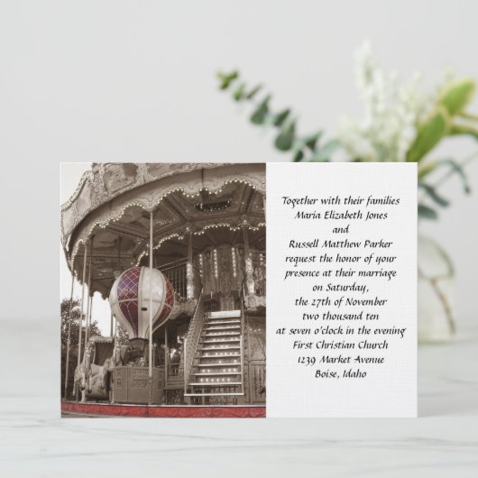 パリの回転木馬の結婚式 招待状 (スタンド正面)