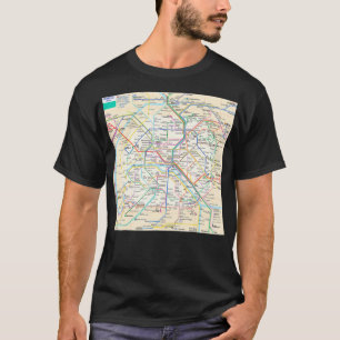 パリの地下鉄の地図フランス Tシャツ