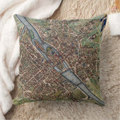 パリの地図と旧市街 クッション (ブランケット)