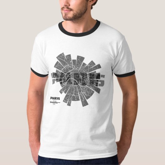 パリの地図の信号器のTシャツ Tシャツ (正面)