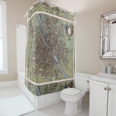 パリの地図の1657年のSeine川の旧式なヴィンテージフランス シャワーカーテン (インサイチュ)