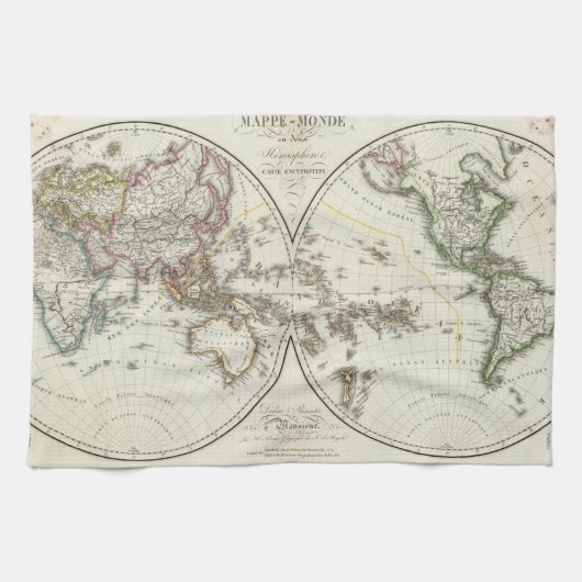 パリの地図書の地図 キッチンタオル (横)