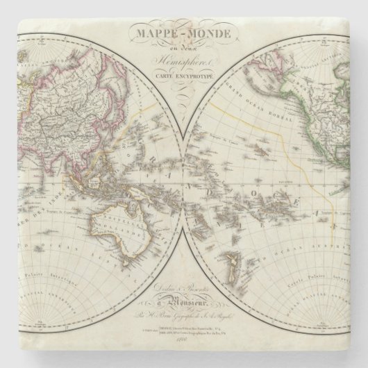 パリの地図書の地図 ストーンコースター (正面)