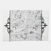 パリの地図 キッチンタオル (横)