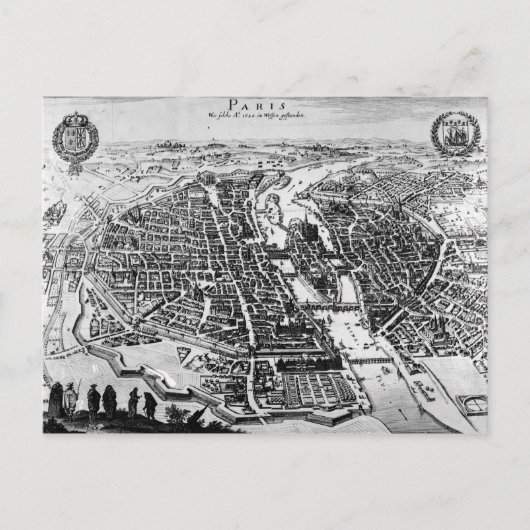 パリの地図， 1620 ポストカード (正面)