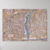 パリの地図c.1555 ポスター (正面)
